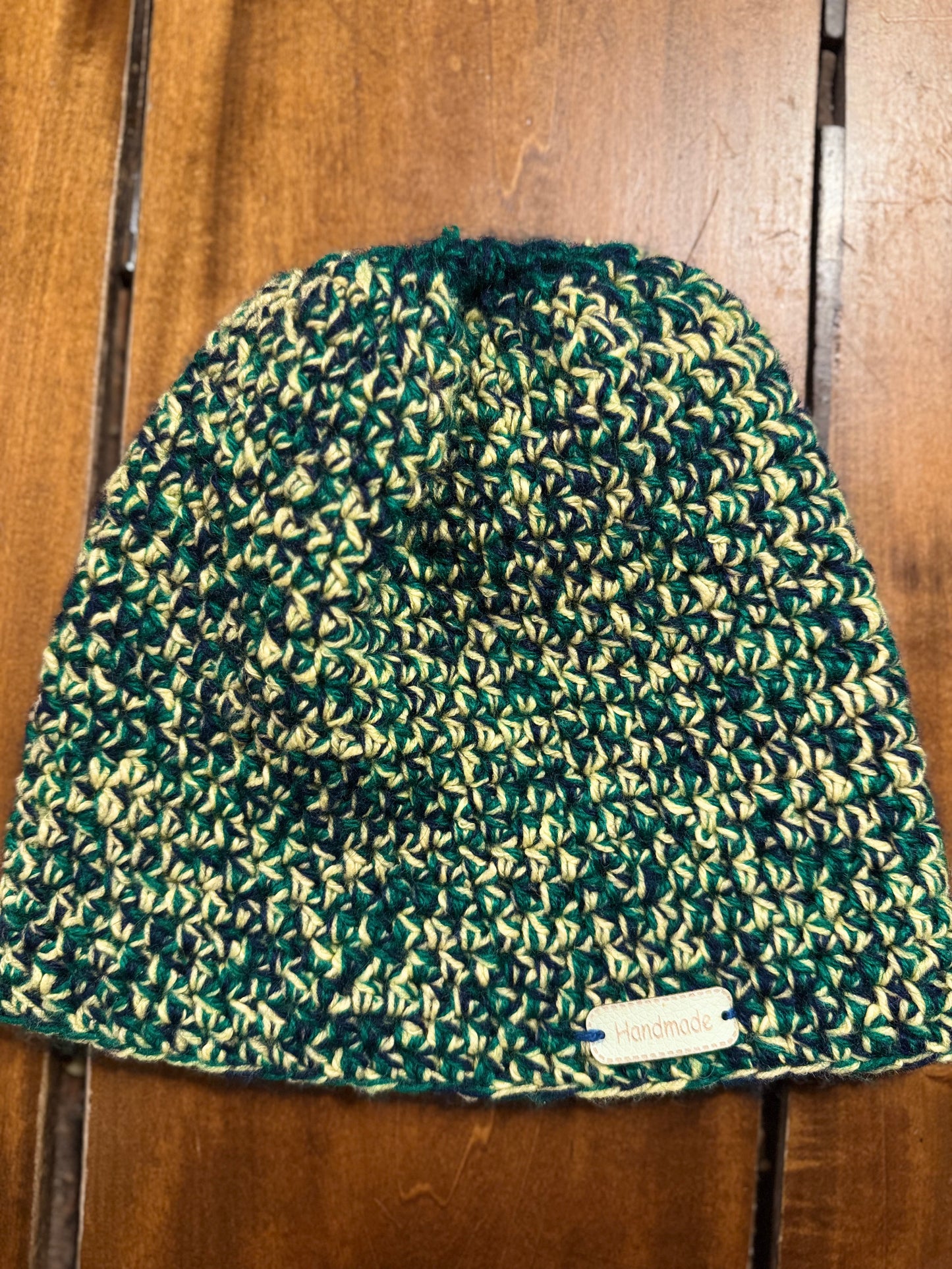 Czapka melanż zielono-żółty