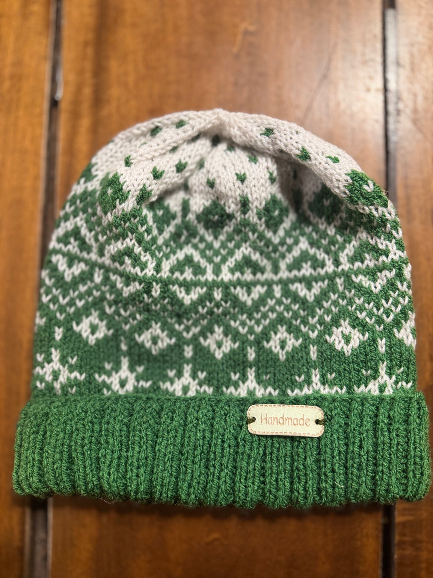 Zielona czapka - wzór norweski