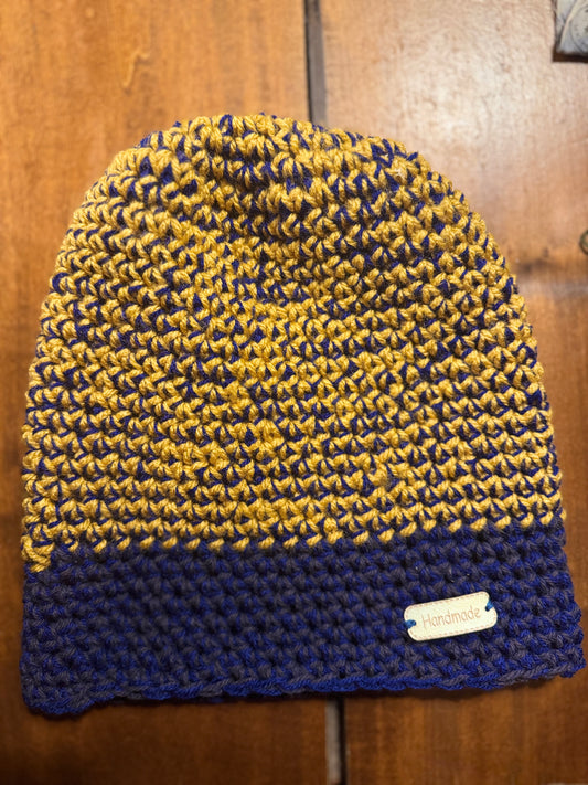 Czapka żółta z fioletem