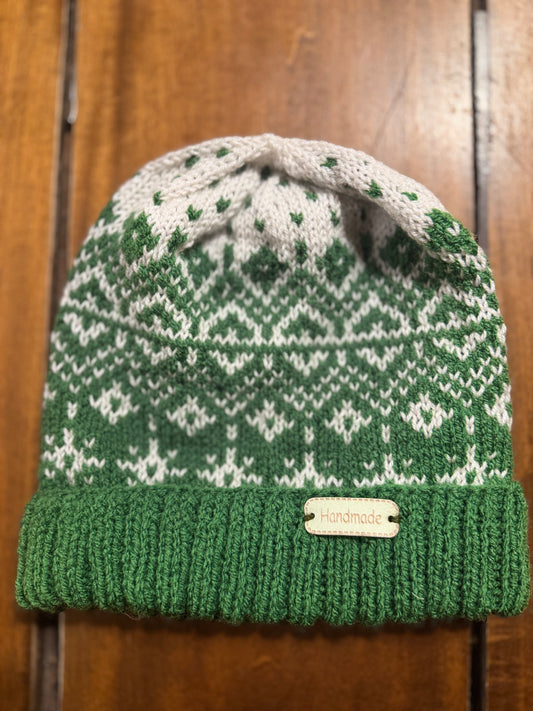 Zielona czapka - wzór norweski